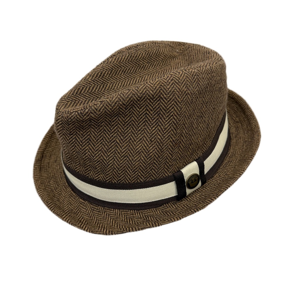 Goorin Bros Fedora Mens Medium Brown Herringbone Wool Blend Hat